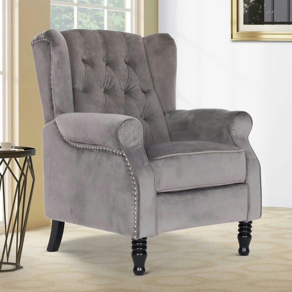image 1 of Windsor Luxury Pushback Recliner Armchair Grey