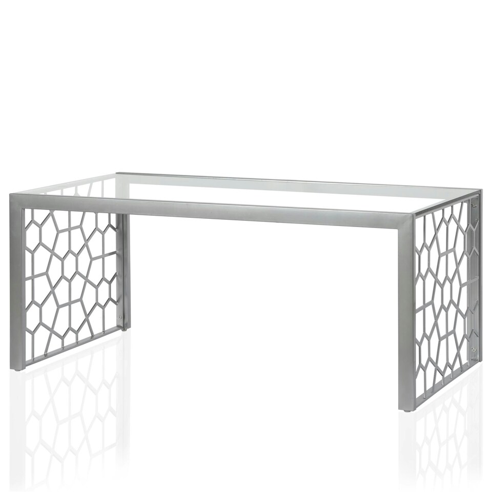 image 1 of Juliette Glass Top C. Table Silver Temp. Glass Silver | Silver