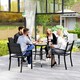 image 6 of Outsunny Garden Table with Parasol Hole for Four, Slatted Metal Plate Top Black