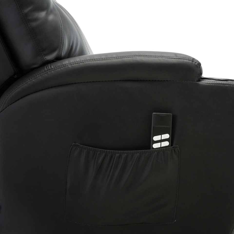 image 1 of Cinemo Dual Motor Rise Recliner Bonded Leather Heat & Massage Chair (Black)
