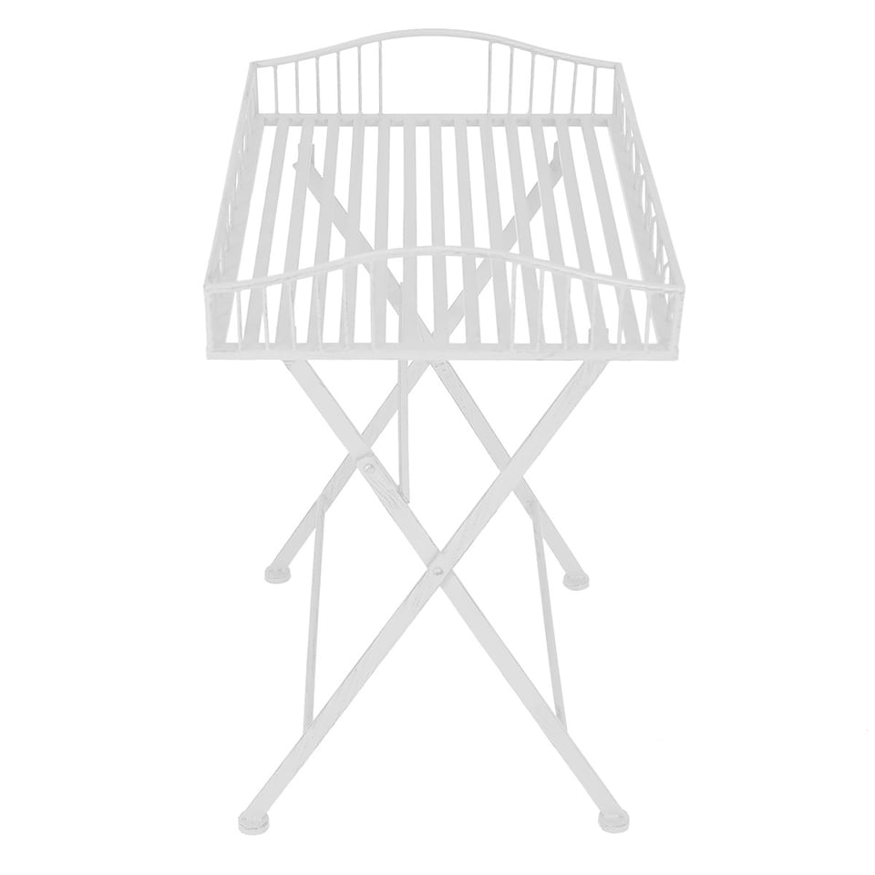 image 1 of Charles Bentley Wrought Decorative Iron Garden Side Table - White