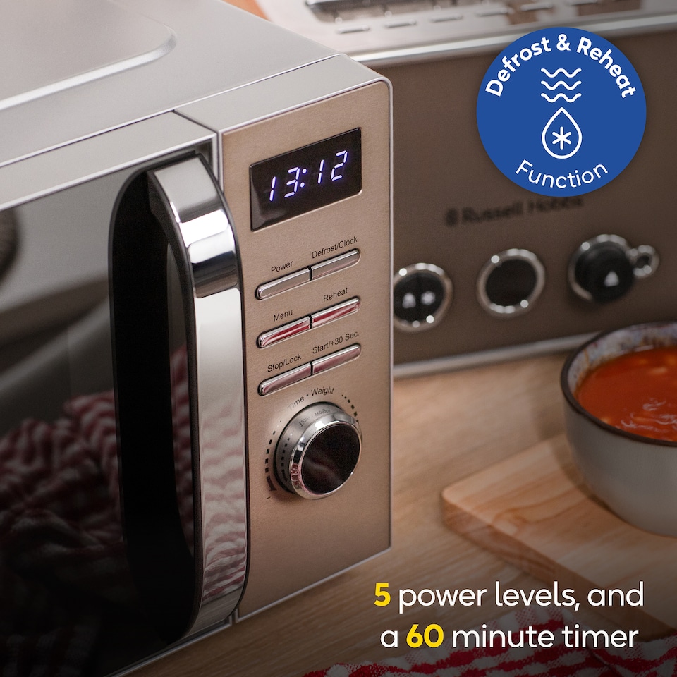 image 1 of Russell Hobbs RHMD832T Titanium Digital Microwave 20L 800W with Defrost Setting