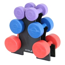 12kg Vinyl Hand Dumbbell Workout Weight Set Including Stand