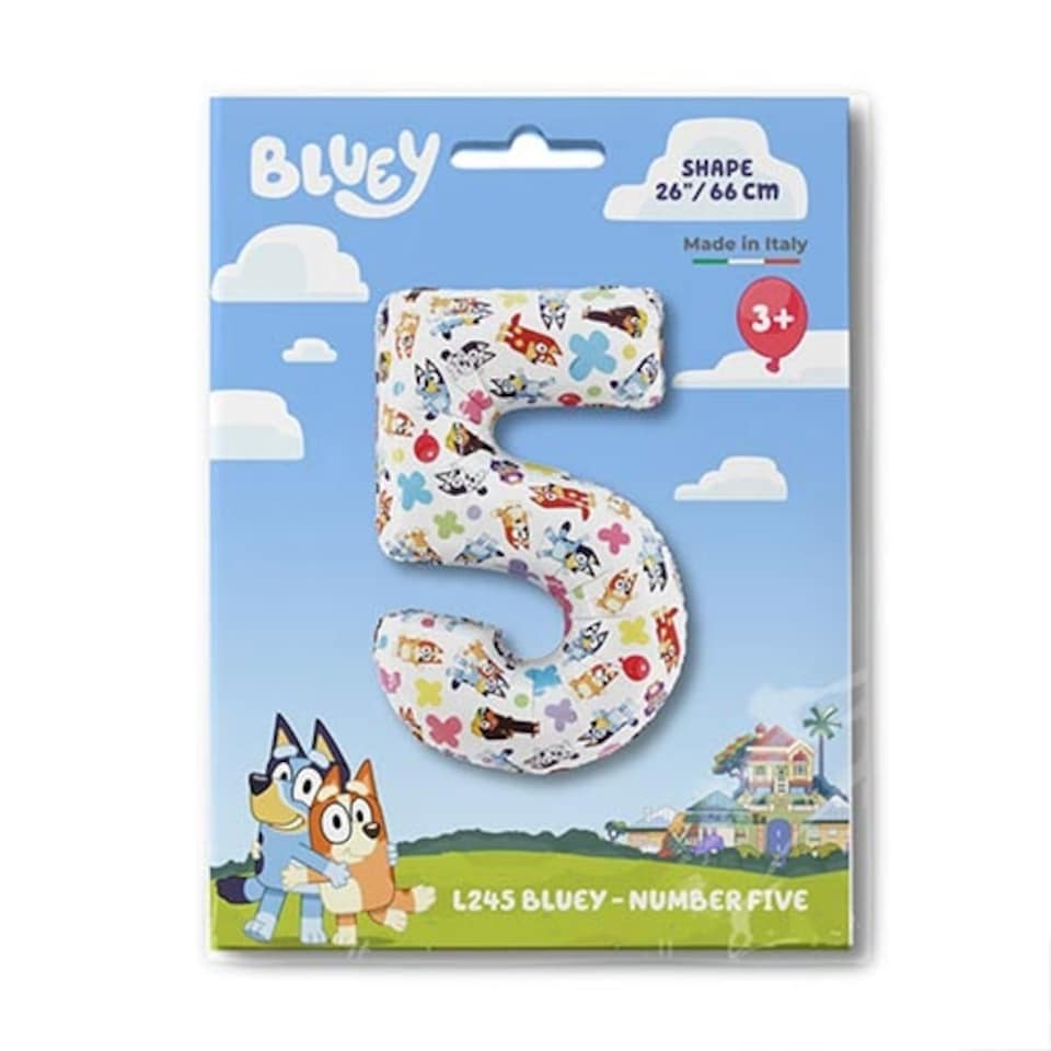 image 1 of Bluey Number 5 Giant Foil Helium Balloon 66cm / 26 in