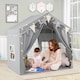 image 8 of COSTWAY Kids Play Tent 3-4 Kids Large Play Tent House w/2 Opening Doors-Grey