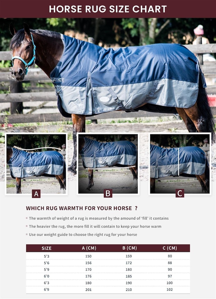 image 1 of eQuitack 600D Waterproof Horse Turnout Rug 0g No Fill Half Neck Navy/Baby Blue 5'9''