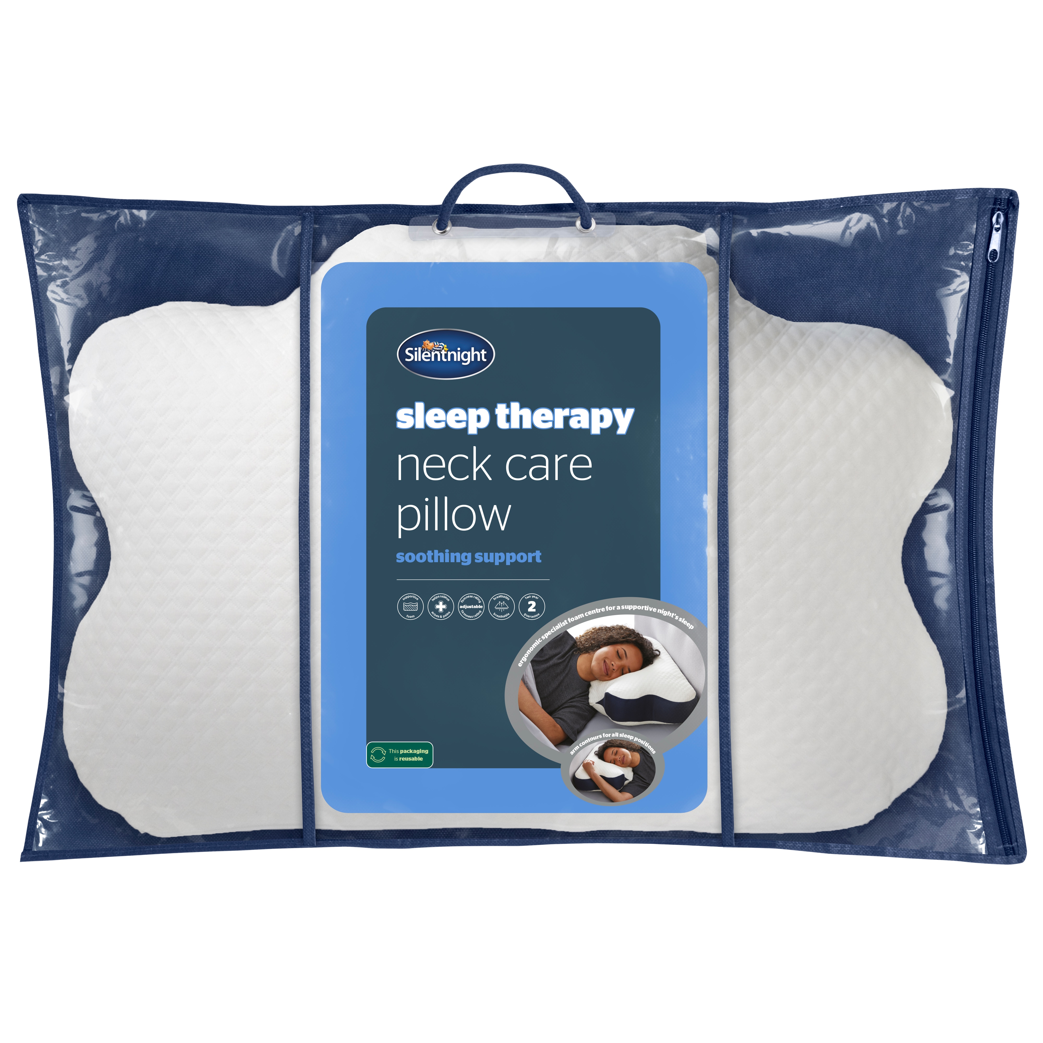 Silentnight Sleep Therapy Neck Support Pillow, Ergonomic, Breathable, Pain and Stiffness Relief