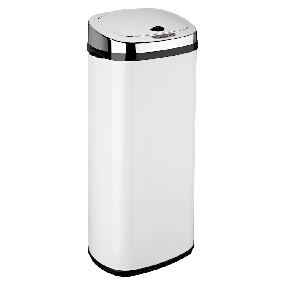 image 1 of Rect 50L Stainless Steel Auto Sensor Kitchen Waste Dust Bin Automatic Motor WHITE