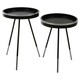 image 2 of Interiors by Premier Modern Monochrome Set of 2 Side Tables, Round Wooden Tables with Raised Edges, Sleek Black Tables