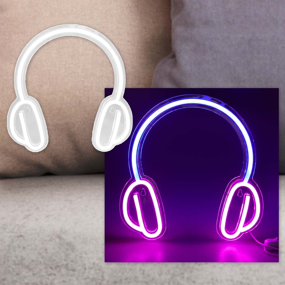 image 1 of PMS Headphone Neon Light USB Powered Multi-coloured - 28cm x 28cm