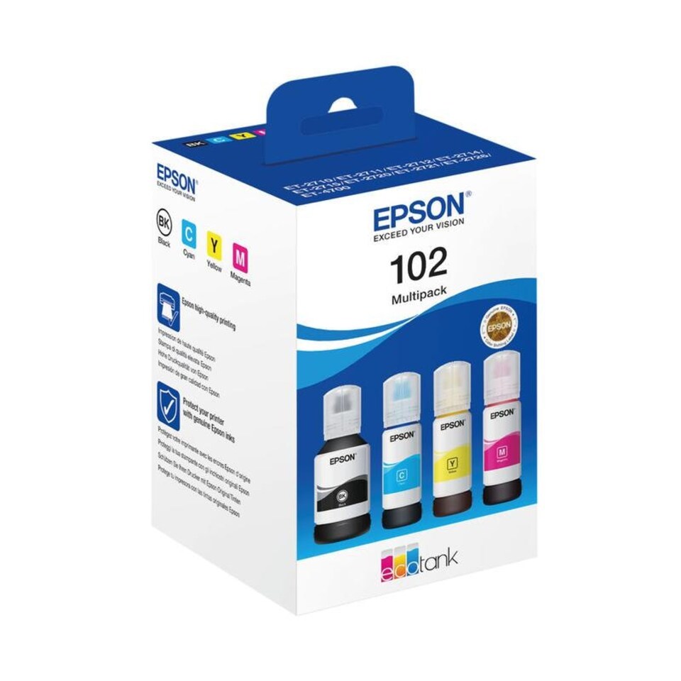 Epson 102 Black Cyan Magenta Yellow Ink Cartridge Multipack 127ml + 3 x 70ml (Pack 4) - C13T03R640 N/A