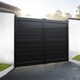image 1 of Double Swing Gate 3750x1800mm Black - Horizontal Solid Infill and Flat Top | Black | 1