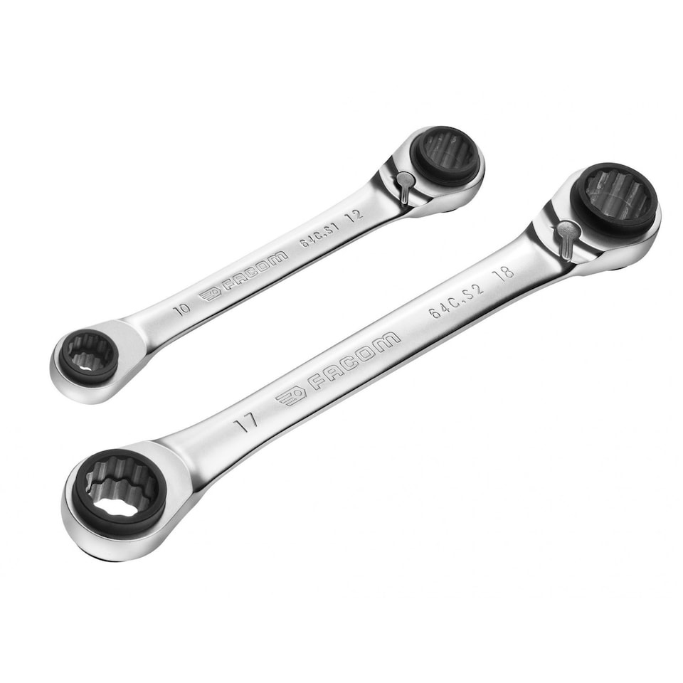 image 1 of Facom Quatro Ratcheting Spanner Set, 2 Piece | Multi | Multi Colour | One Size | 1