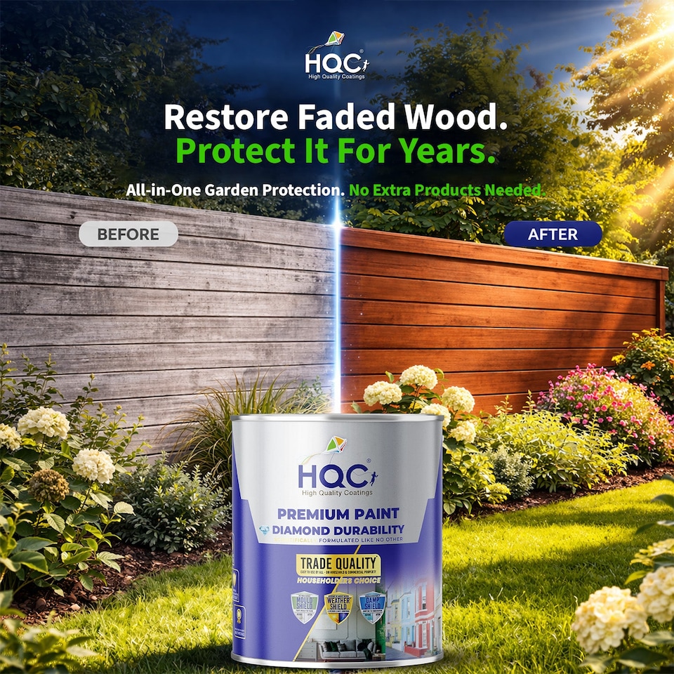 image 1 of HQC Garden Paint - Best Weatherproof For All Outdoor Wood & Furniture - White - 5L