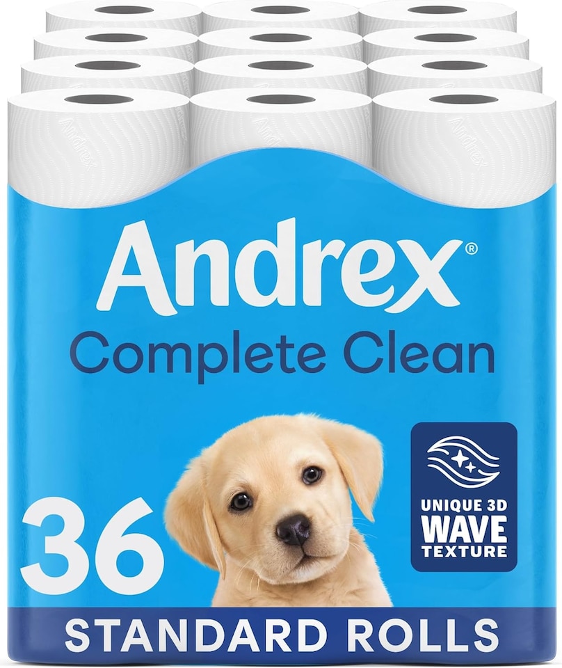 image 1 of Andrex Complete Clean Toilet Roll 36 Rolls (Previously Andrex Classic Clean Toilet Tissue) Unbeatable Toilet Paper with Unique 3D Wave, FSC Certified | White