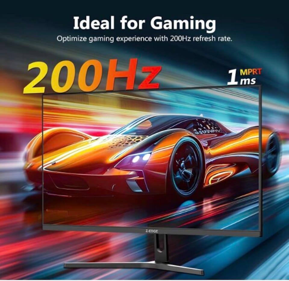 image 1 of Z-Edge 32 Inch Gaming Monitor QHD 200Hz 1440P IPS 1ms 100% sRGB DP HDMI | 2K PC Monitor 2560x1440 16:9, 300cd/m² Brightness, FreeSync, Crosshair, VESA Mountable, Black