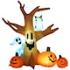 image 1 of HOMCOM 240cm Large Halloween Scary Lighting Inflatable Tree Ghost 3 Pumpkins Owl 4 LED Indoor Outdoor Holiday Decoration