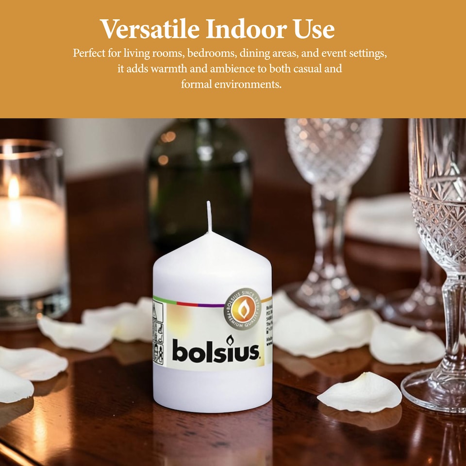 image 1 of Bolsius Pillar Candle Decorative Home Decor Round Candle Unscented White