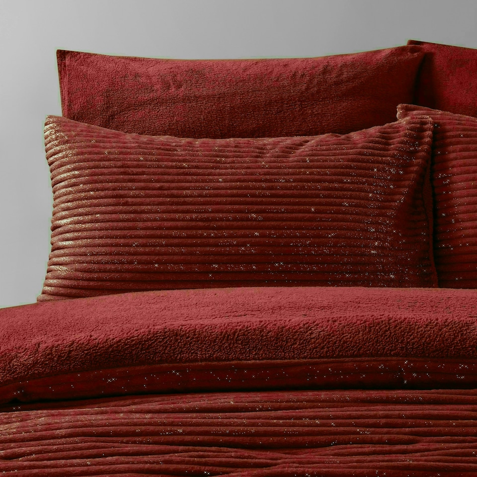 image 1 of Velosso Glitter Corduroy Teddy Fluffy and Warm Fleece Duvet Cover Set | Pink | Blush | Double