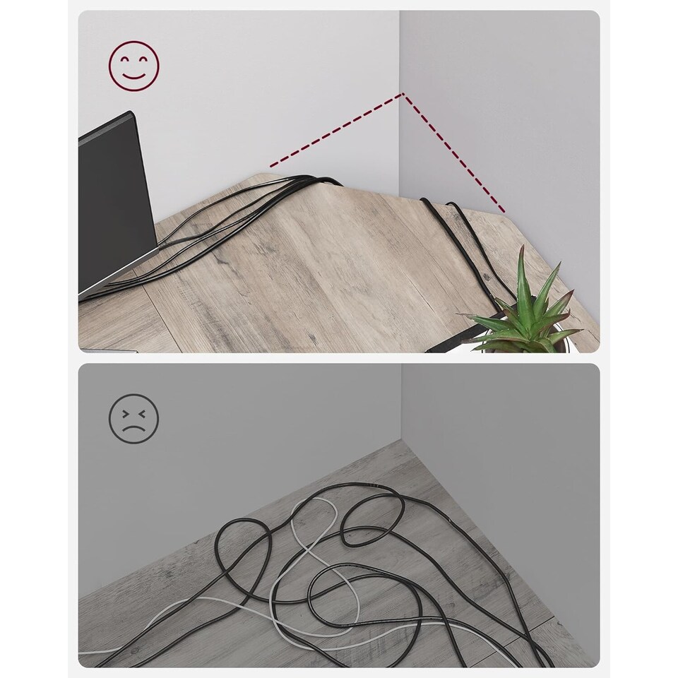 image 1 of Corner Office L-Shaped Computer Desk with Storage Shelves, Greige and Black