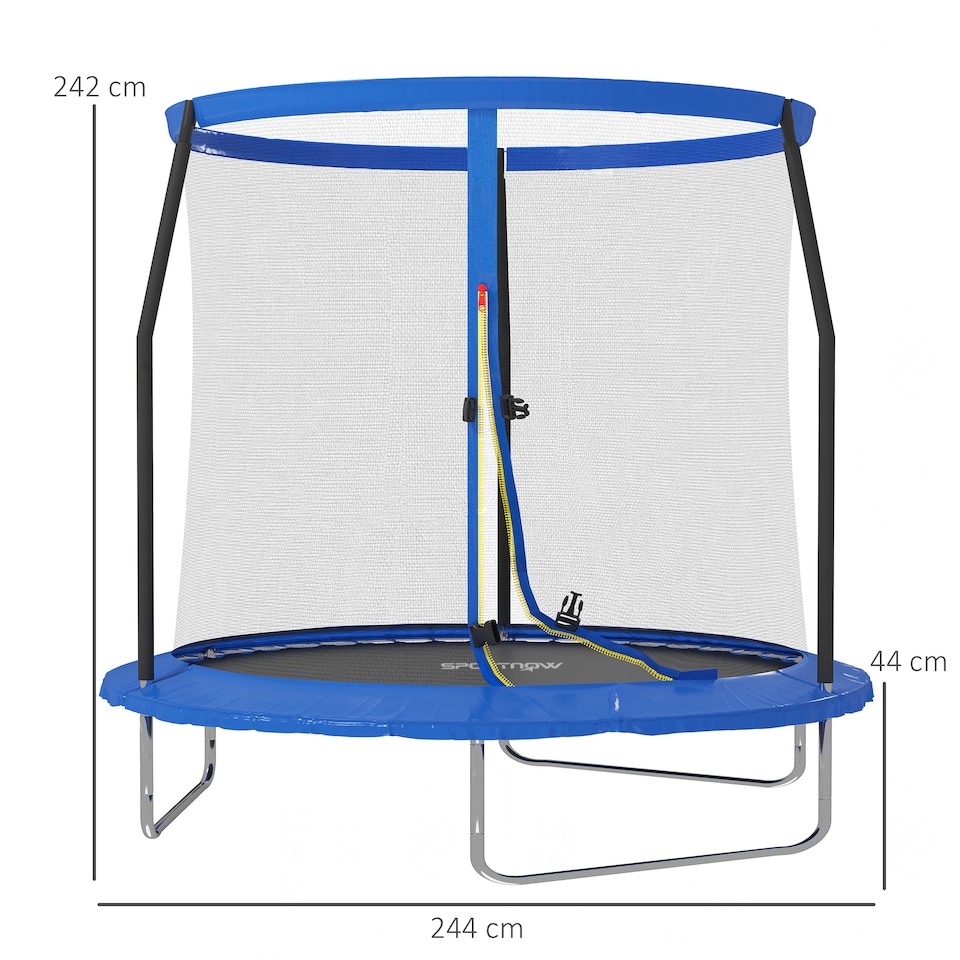 image 1 of SPORTNOW 8ft Outdoor Trampoline with Safety Enclosure Net, Blue