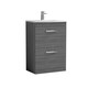 image 1 of Balterley Millwich Contemporary 2 Drawer Floor Standing Vanity Unit with Curved Basin, Anthracite Woodgrain, 600mm