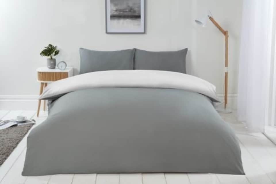 image 1 of Brights Reversible Duvet Double Bed GreyWhite