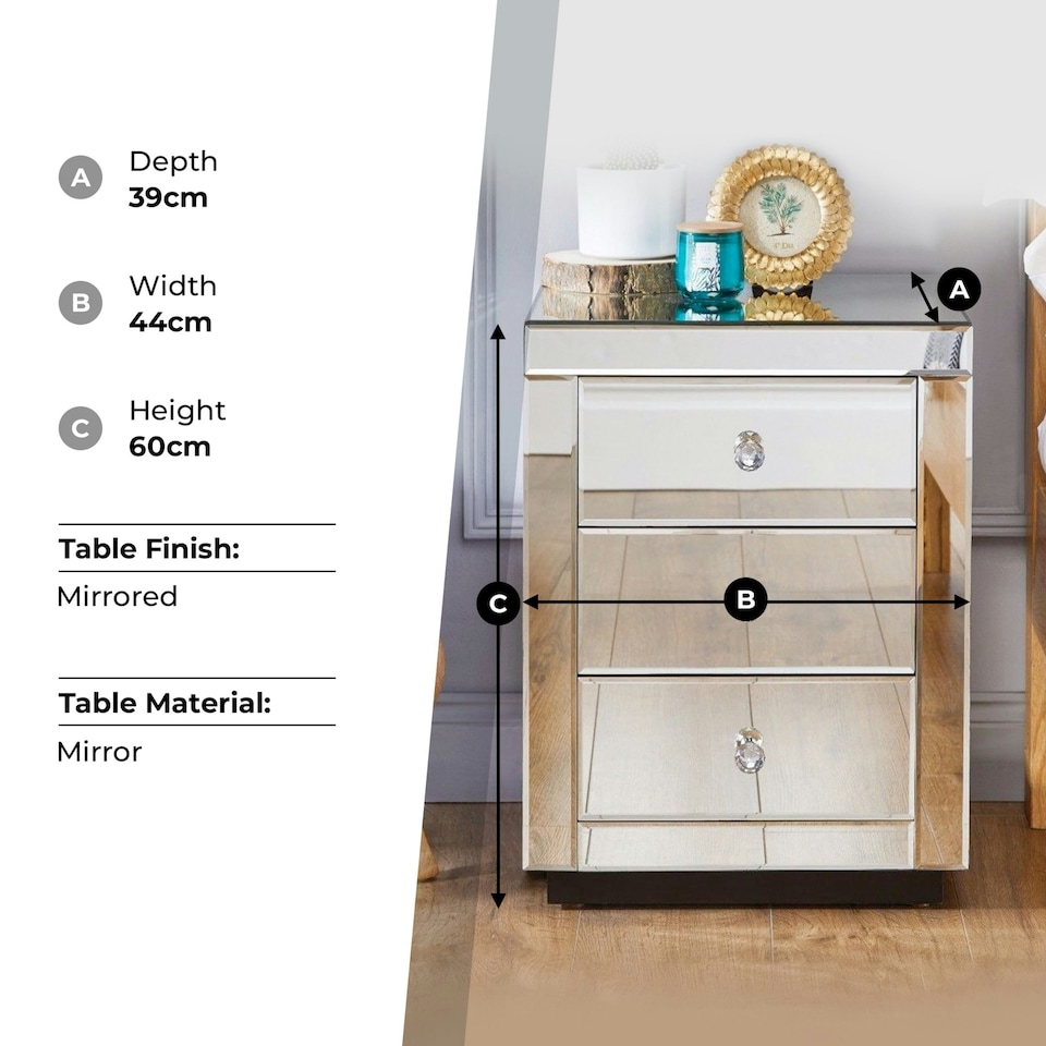 image 1 of Furniturebox Italian Mirrored Bedside Table
