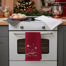 Velosso Robin 3 Pack Cotton Christmas Embroidered Tea Towels