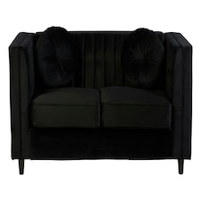 Farah Two Seat Black Velvet Sofa Black