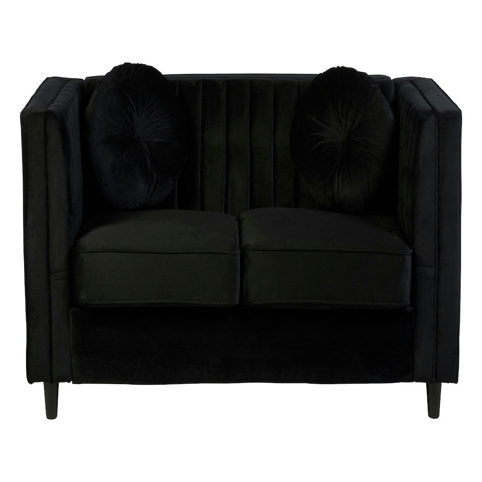 image 1 of Farah Two Seat Black Velvet Sofa Black