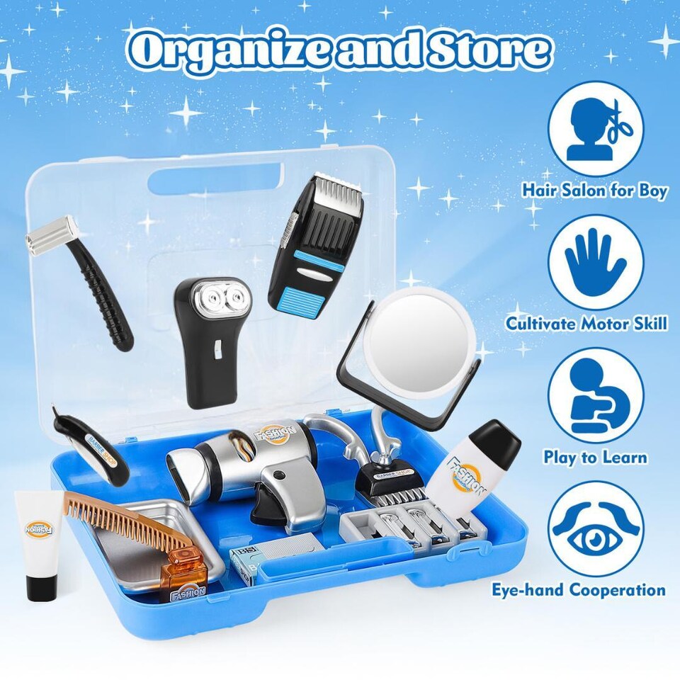 image 1 of Stylist Hairdresser Barber Salon Tool Role Play Set Realistic Toys with Accessories Included - Great Pretend Play Set for Kids