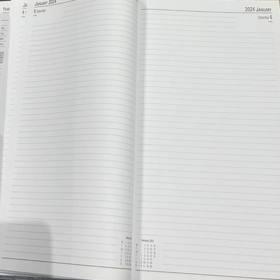 image 1 of 2024 A4 2 Pages Per Day Burgundy Desk Diary