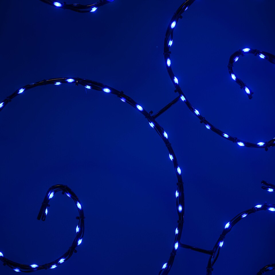 image 1 of 78cm Metal Hanging Christmas Bauble with 245 Static & Twinkling LEDs in Blue & White