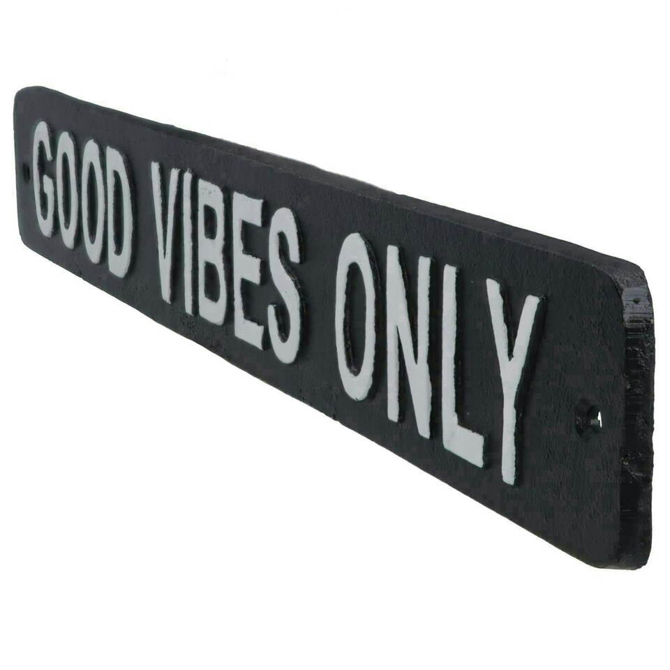 image 1 of Good Vibes Only Cast Iron Sign Plaque Wall Door Fence House Garden Yard Bar