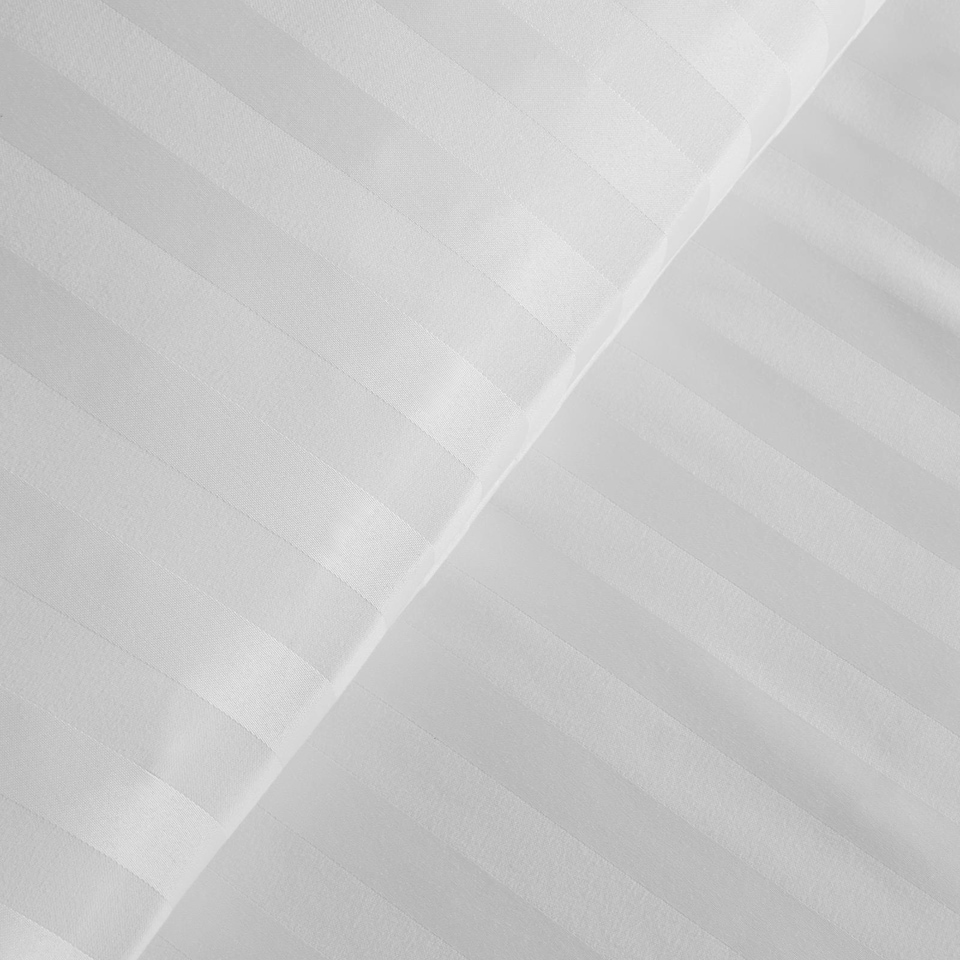 image 1 of OHS Satin Stripe Hotel Quality Duvet Cover and Pillowcase Set, King - White