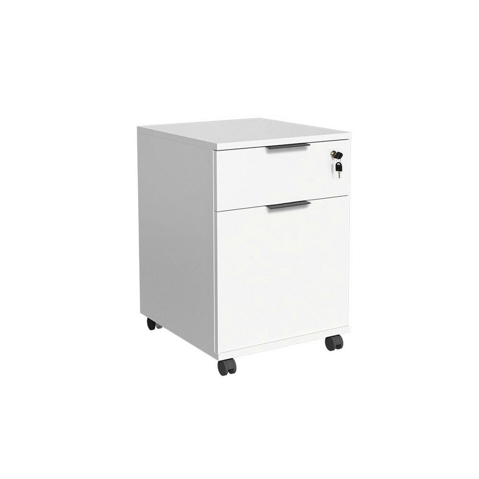image 1 of Adore Rio Matt White Mobile Office Storage Cart With Lockable Drawer White