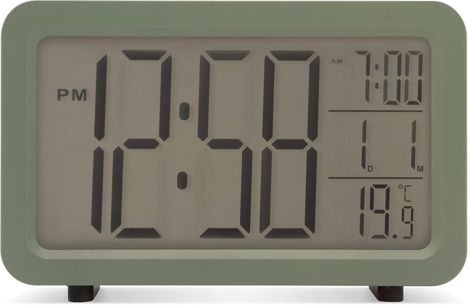 image 1 of Acctim Harley Superbrite Modern Digital Alarm Clock | Green | Cloverfield