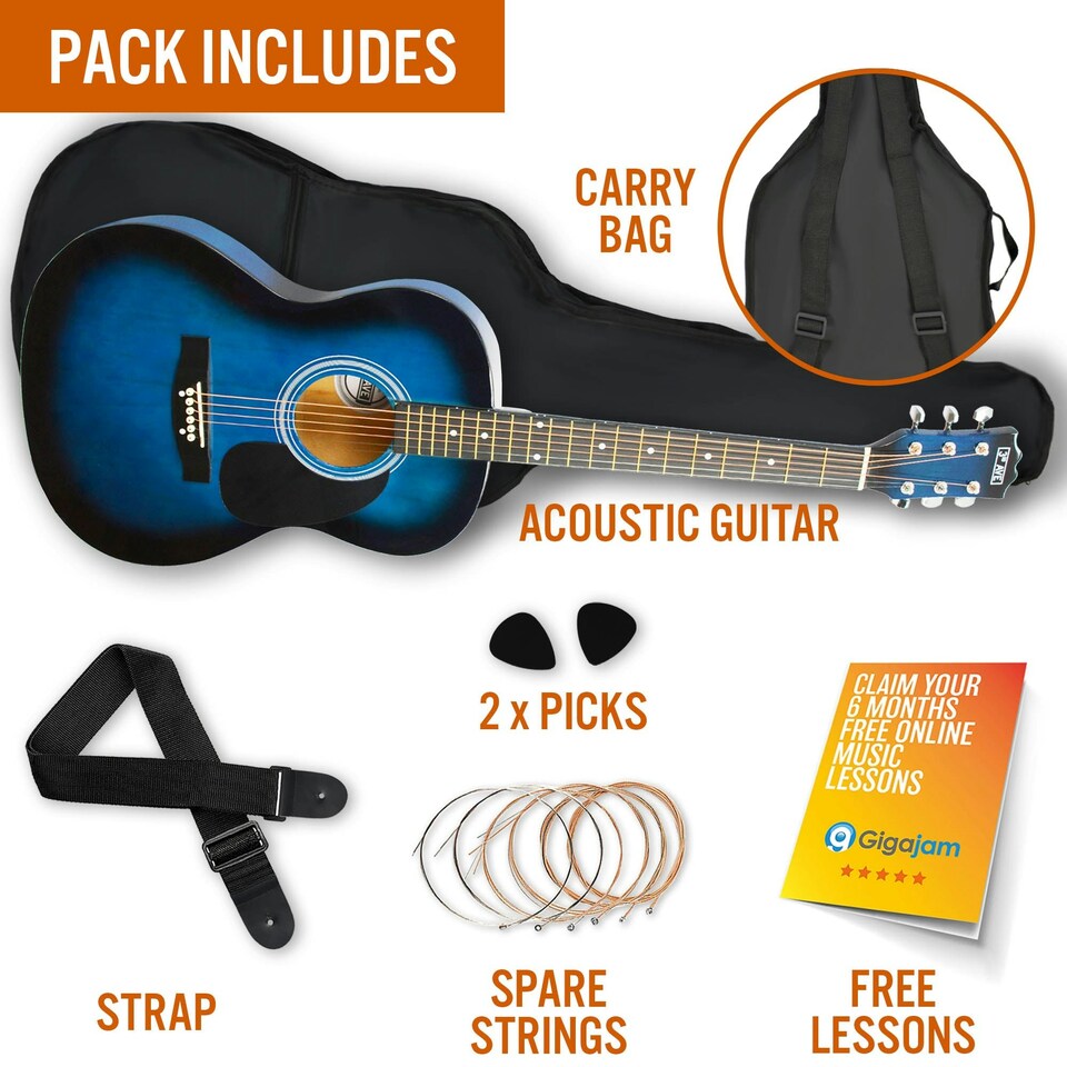 image 1 of 3rd Avenue Full Size Acoustic Guitar Pack | Orange