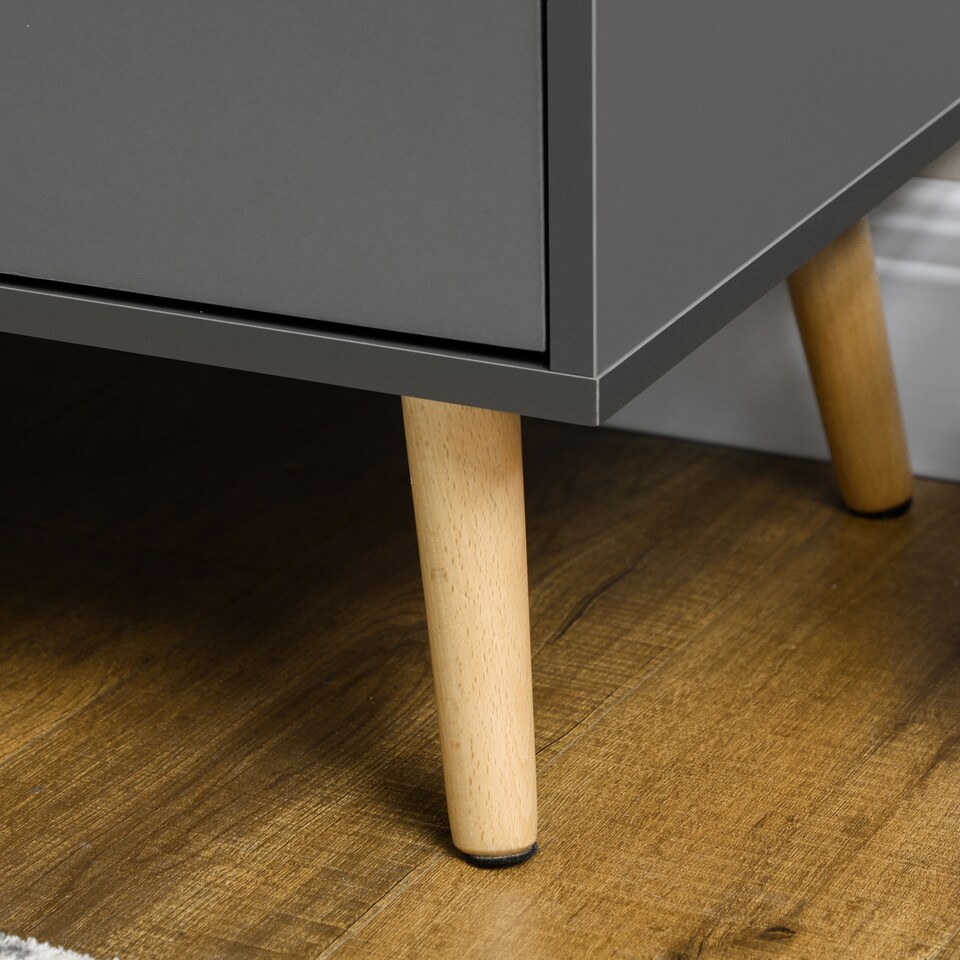 image 1 of HOMCOM Sideboard Kitchen Cupboard w/ Adjustable Shelves, Double Doors Dark Grey | Grey | Dark Grey