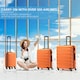 image 2 of Flight Knight Set of 3 Lightweight 4 Wheel ABS Hard Case Suitcases Cabin & Hold Luggage, 100+ Airlines Approved - easyJet, British Airways, Ryanair, Jet2 Orange | Orange / Black