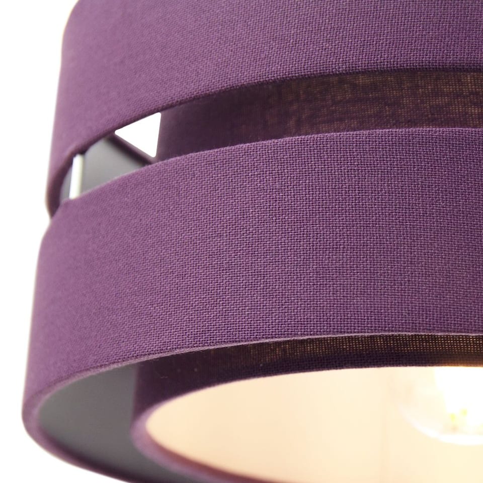 image 1 of Contemporary Quality Purple Linen Fabric Triple Tier Ceiling Pendant Light Shade | Purple