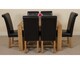 image 3 of Kuba 125x80cm Chunky Oak Small Dining Table and 6 Washington Leather Chairs | Black | Black