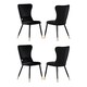 image 1 of Set of 4 New York Modern Velvet Dining Chairs with High Back, Black Metal Legs Black | Gold End Tips