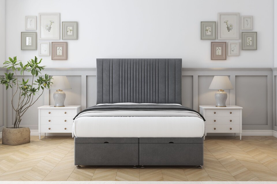 image 1 of Sloomy Kingsley Armour Coniston Ottoman Bed With Mattress With 54" Floor Standing Headboard 5' King