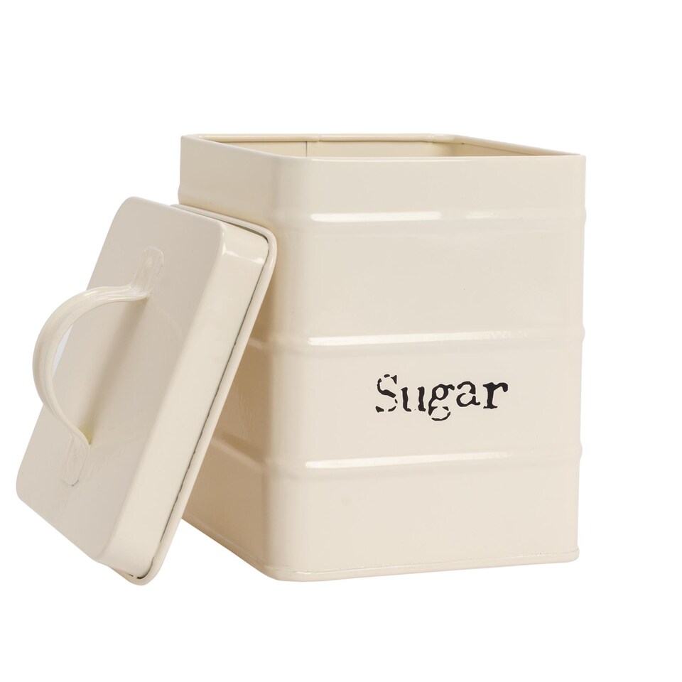 image 1 of Harbour Housewares Vintage Metal Kitchen Sugar Canister - Cream