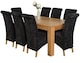 image 1 of Dakota 182 x 92cm Oak Large Dining Table and 8 Montana Fabric Chairs | Black | Black