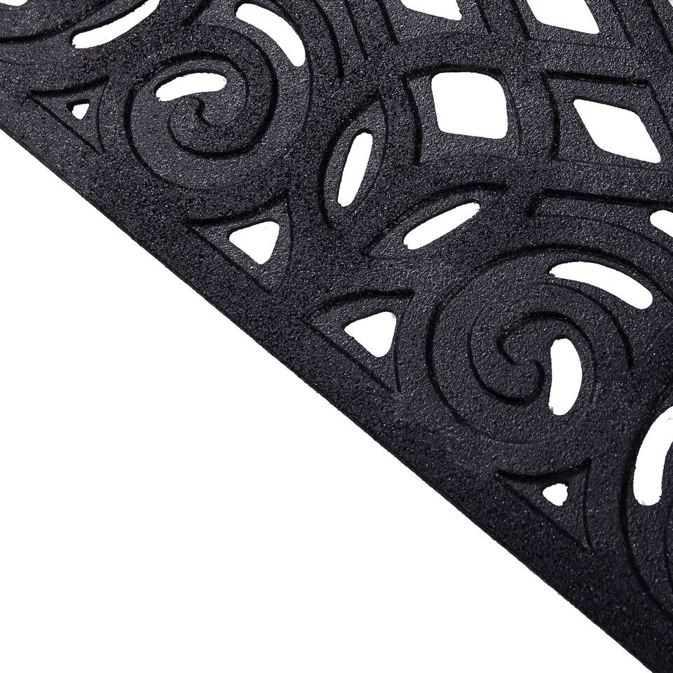 image 1 of Nicoman Victorian Style Rubber Outdoor Door Mat Black 75 x 44cm