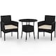 image 1 of Yaheetech 3-Piece Rattan Furniture Set, Woven PE Rattan Chairs & 1 Tempered-Glass Side Table-Black&Beige | Multi | Black/Beige