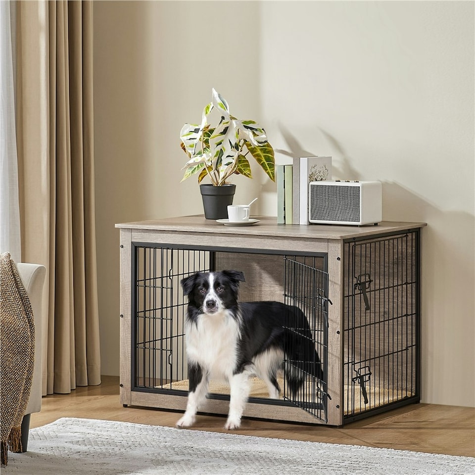 image 1 of Yaheetech 96 cm W Dog Crate Furniture Brown | Rustic Brown